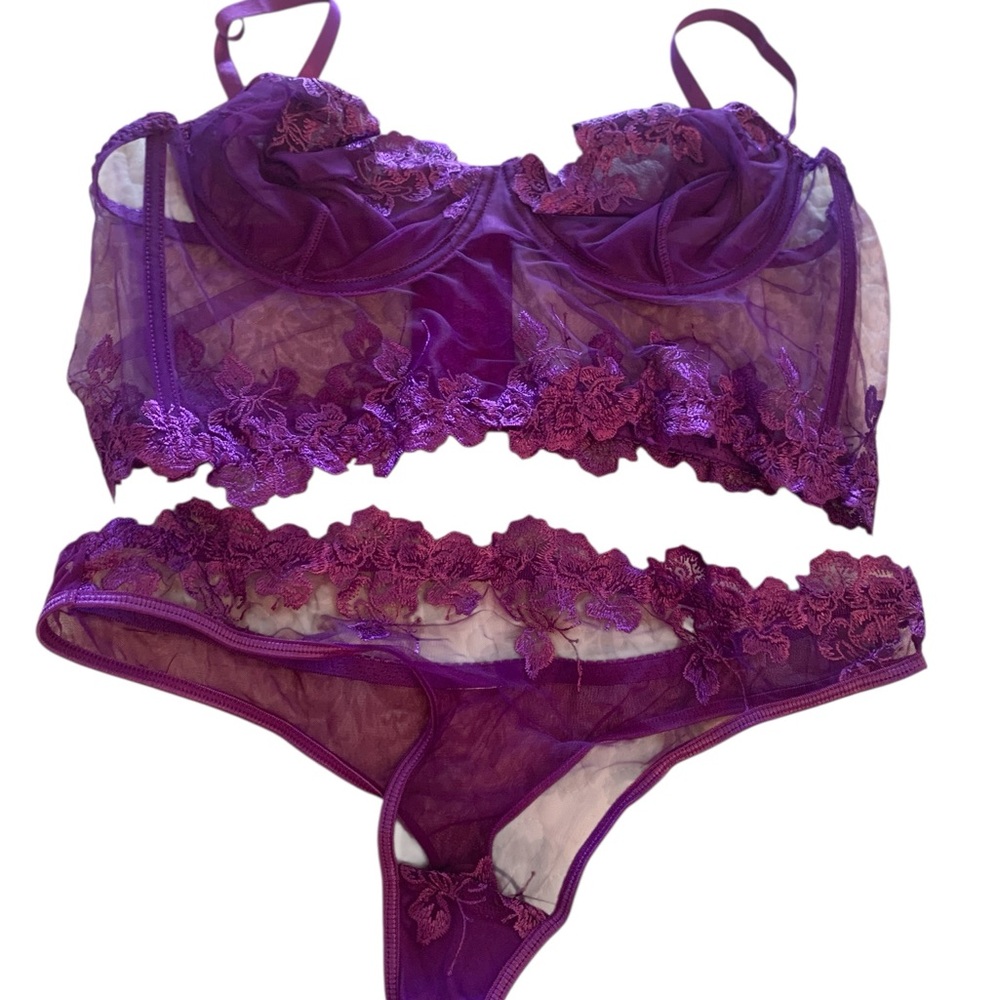 Purple Lace Bra Set